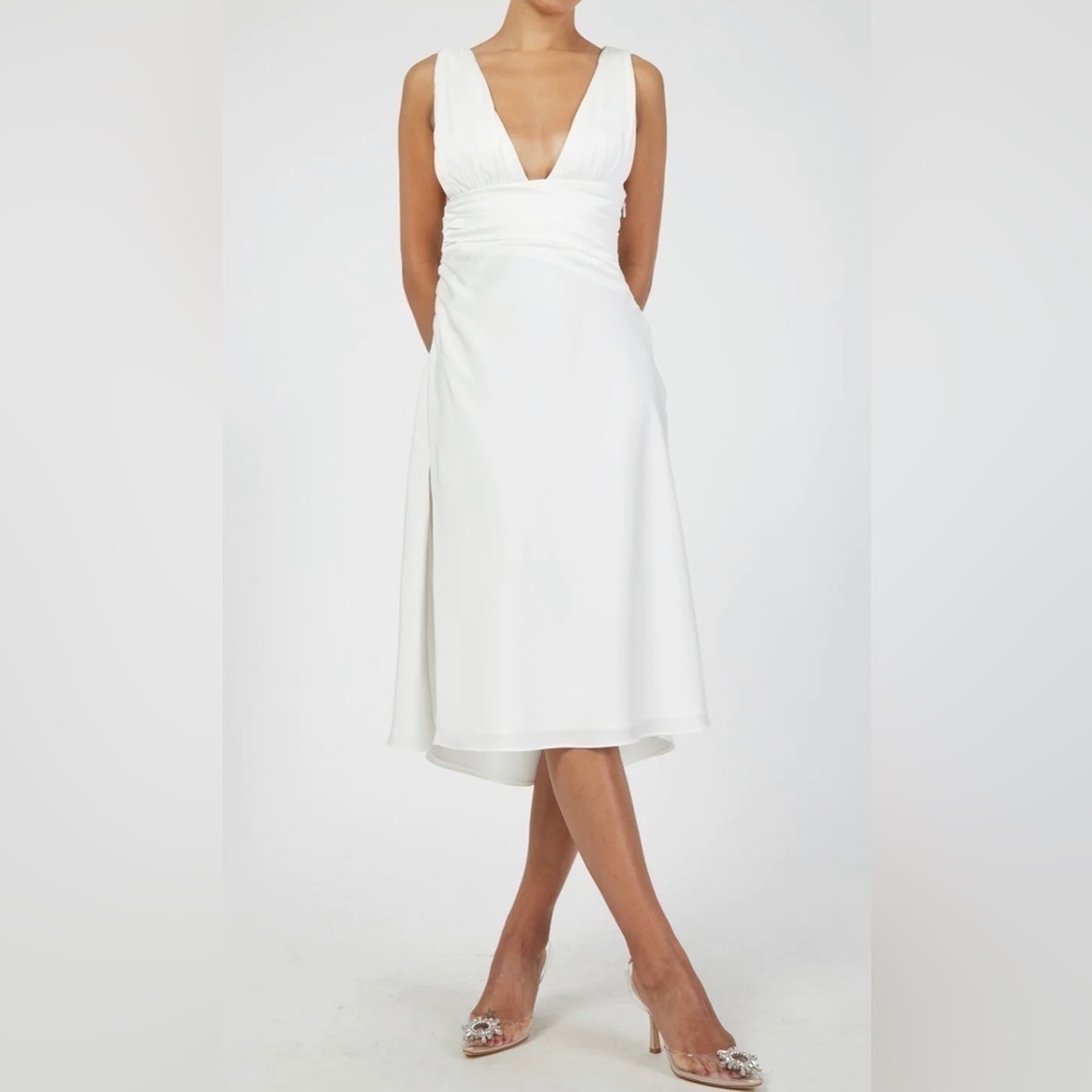 Danielle Guizio white high slit dress NWOT